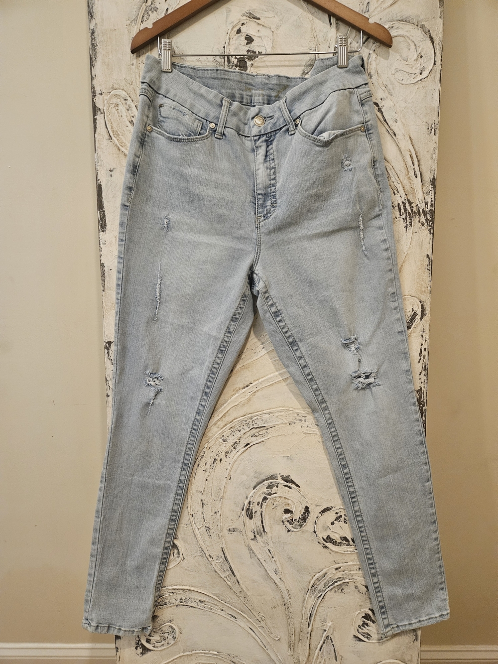 Seven7 Light Blue Distressed Boyfriend Jeans